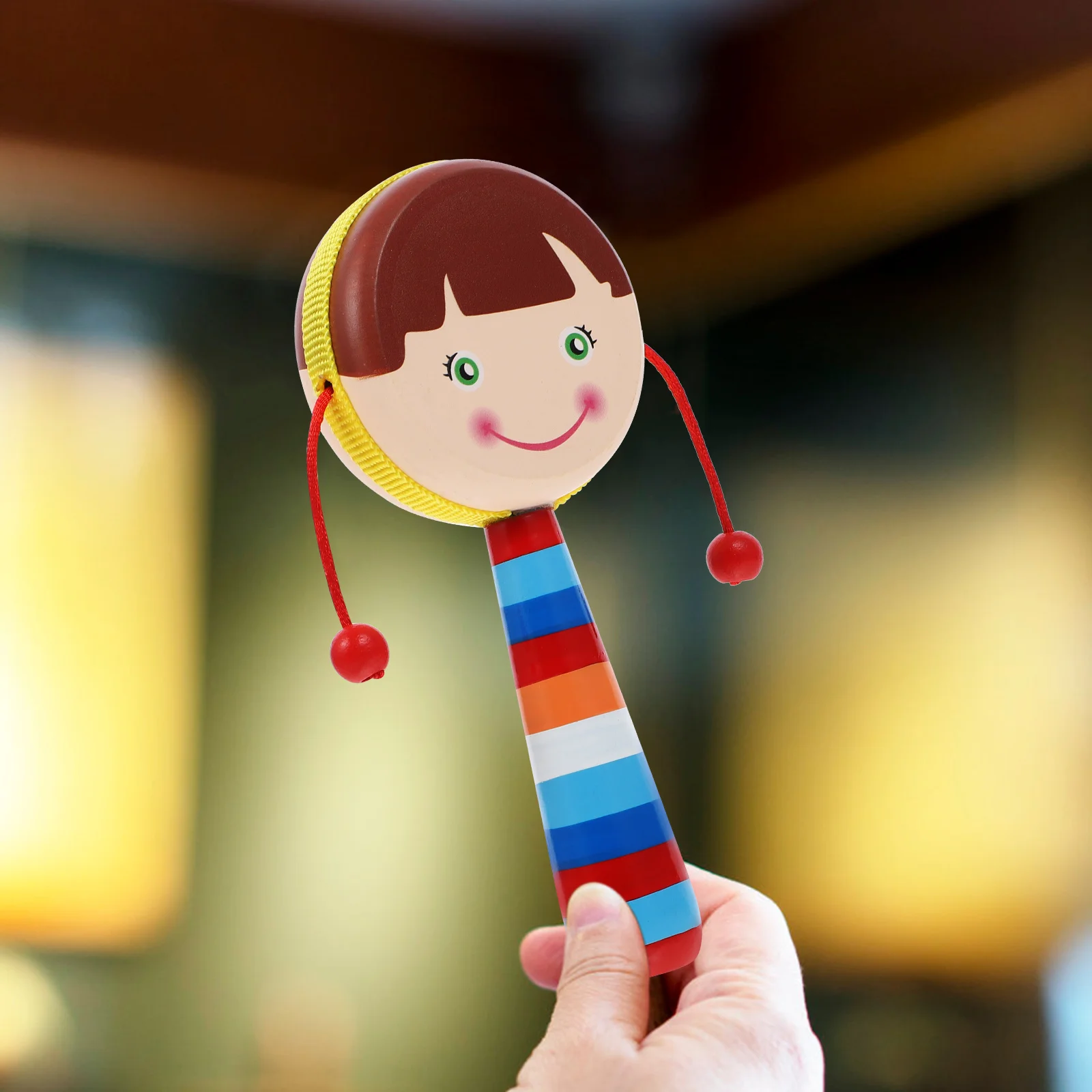 

1Pcs Wooden -Drum Safely Crafted Shaking Plaything for Infant Auditory Development Musical Baby Gift -Drum