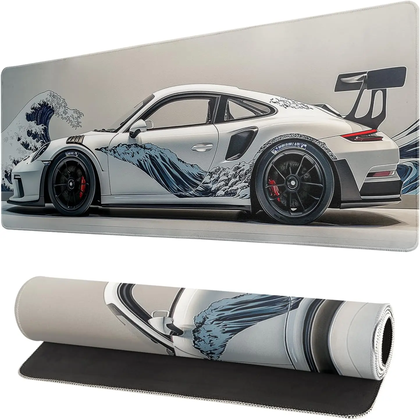 

31.5x11.8 Inch Ukiyo-e Sports Car Gaming Mouse Pad, Non-Slip Rubber Base for Gamers & PC Enthusiasts