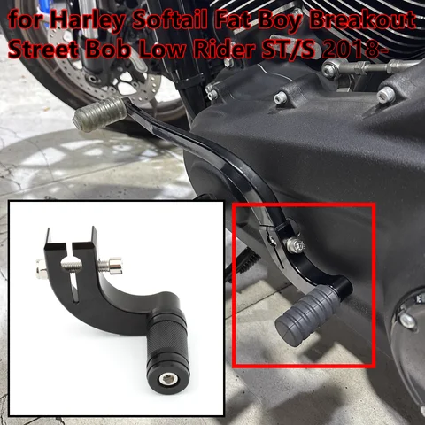 Harley Softail Fat Boy 브레이크 아웃 스트리트 밥 로우 라이더 ST/S 용 시프터 발 페그가있는 오토바이 알루미늄 발 뒤꿈치 발가락 시프트 레버