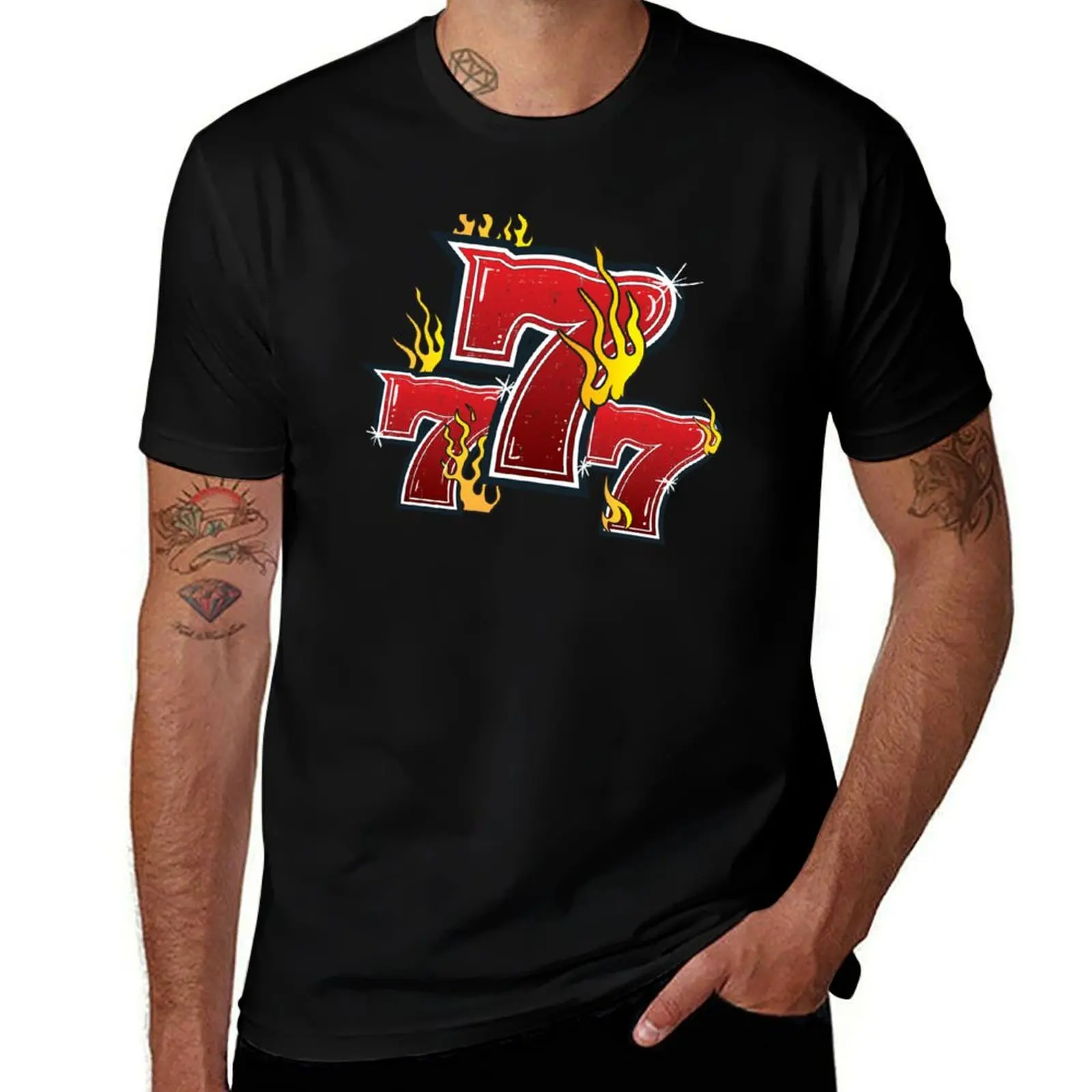 

777 Lucky Slot Machine Numbers Jackpot T-Shirt rapper graphic tees vintage graphic tee slim fit t shirts for men