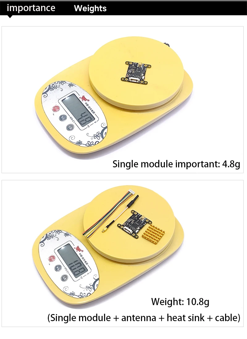 5.8G 48CH Transmitter VTX FPV 0mW/300mW/600mW/1000mW Adjustable Transmitter with 1000TVL Camera Built-in Mic Support 2-4S power