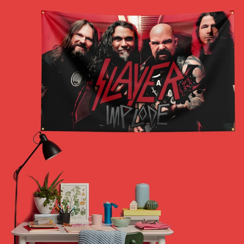 Slayer Inspired Rock Music Flag 3x5 FT 90x150cm Polyester Decorative Banner Tapestry For Music Fans Bedroom Wall Decoration