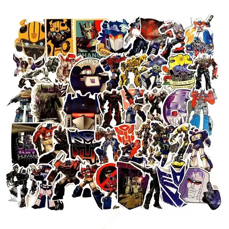 50pcs anime peripheral cartoon Optimus Prime Transformer sticker Pull rod case skateboard mobile phone helmet sticker