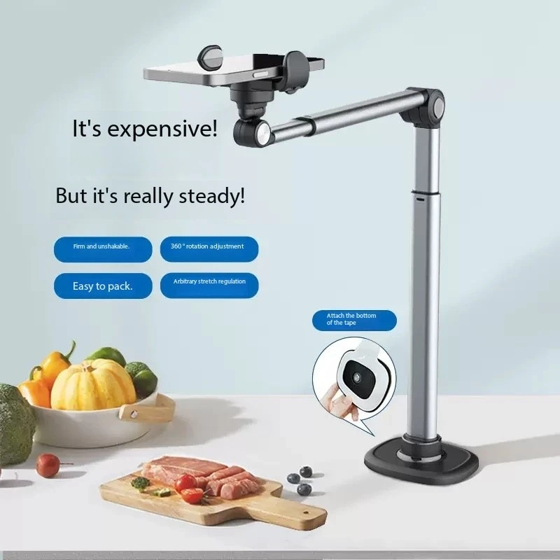 

Phone Holder for Live Broadcast Aluminum Desktop Stand Height Adjustable Mobile Phone Tripod for IPhone Samsung Xiaomi Huawei