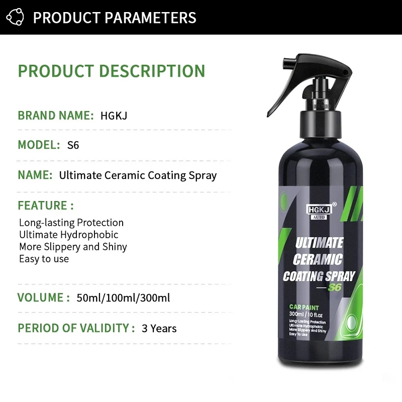 Nano Ceramic Car Coating Spray Hydrochromo Car Paint Care Polymer Detail Protection Liquid Wax Wash Spray Detailing Car Products