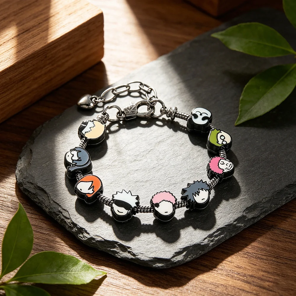 Cute Metal Jujutsu Kaisen DIY Bracelet Anime Cartoon Fushiguro Megumi Yuji Pendant Detachable Cosplay Jewelry Gift for Fans