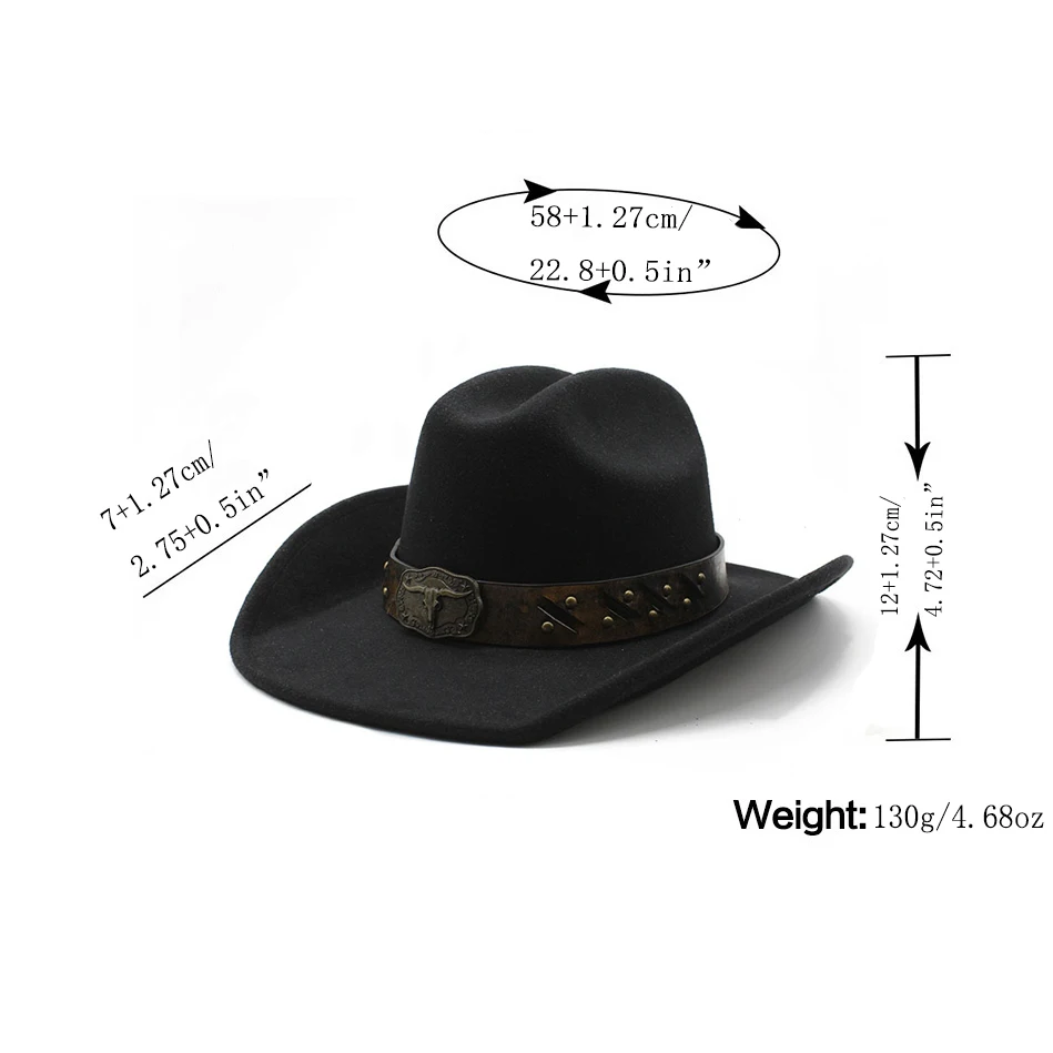 Simple Wome Men Red Wool Chapeu Western Cowboy Hat Gentleman Jazz Sombrero Hombre Cap Dad Cowgirl Hats Size 56-58cm