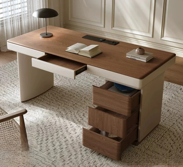 

PYJ study room light luxury modern high-end walnut home Italian minimalist solid wood desk