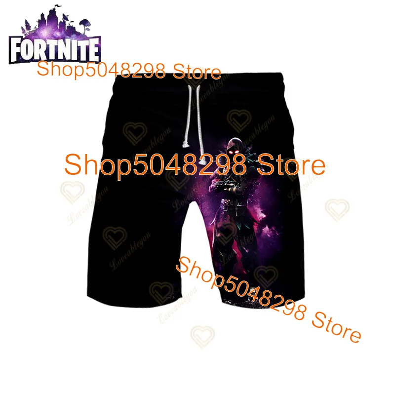 Fortnite Men Shorts Hawaiian Breathable Raven Printed Beach Shorts 2025 Summer Surfing Swimming Drawstring Shorts for Husband