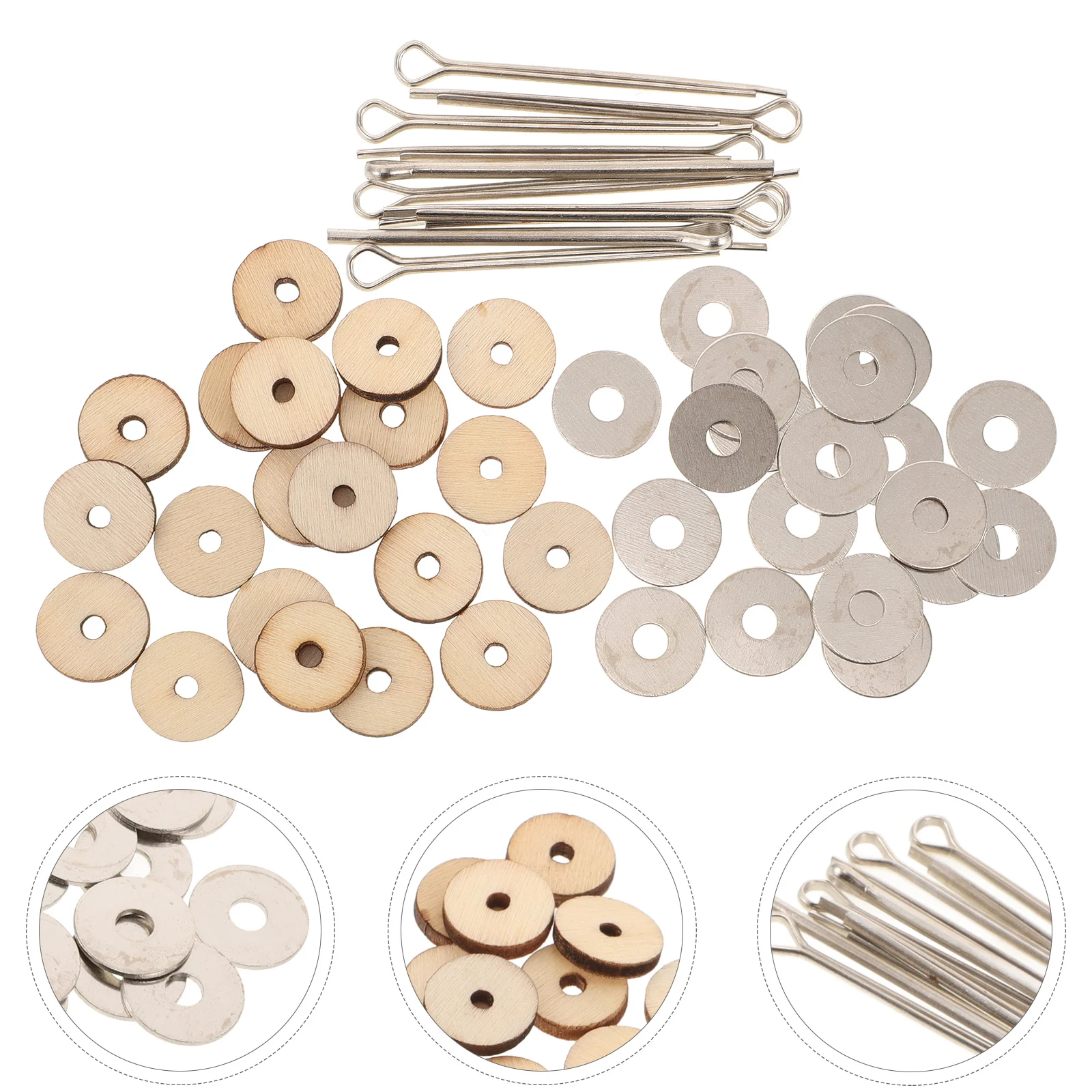 

20 Sets Wooden Joint Accessories Bear Accessory Making Supplies Silver