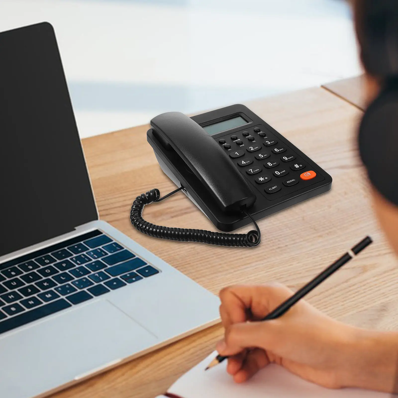 Reusable Desk Phone Office Home Business English Commercial Phones Supplies Tabletop Plastic Clear Sound Versatile Keypad Large