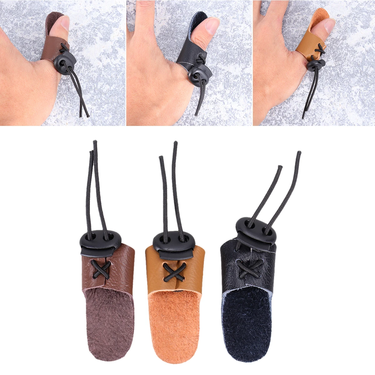 

3 Pcs Single Finger Arrow Protector Durable Protective Glove for Archery Lightweight Portable Riding Mongolian Style