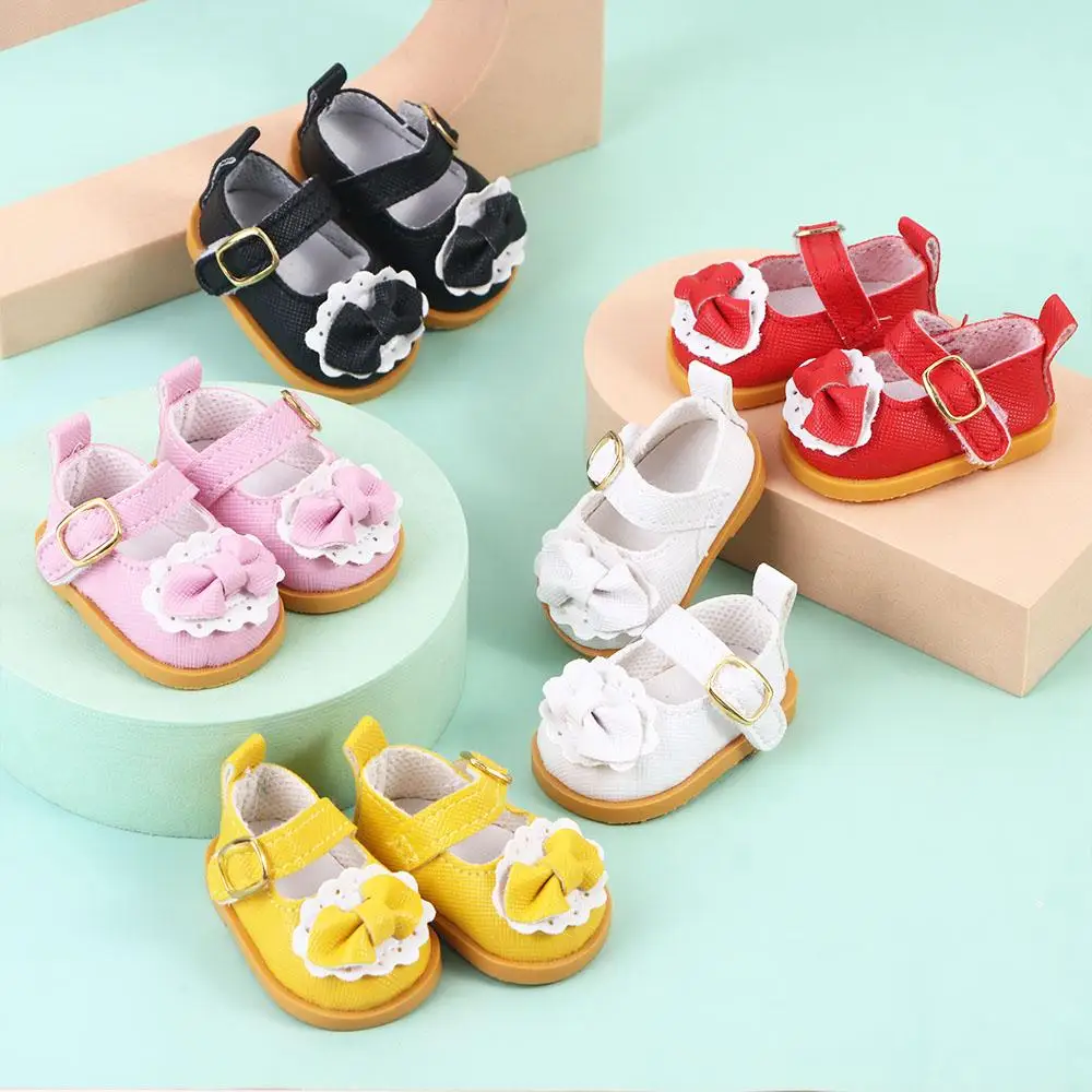 Mini chaussures décorées en cuir PU avec nœud pour fille, accessoires beurre, convient pour 14 amaran, vêtements décontractés, meilleur G, 1 paire, 5.5cm