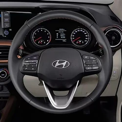 Microfiber Leather Braiding Steering Wheel Cover For Hyundai i10 Aura Grand i10 Nios Asta 2021-2023 Year Car Hand-sewing
