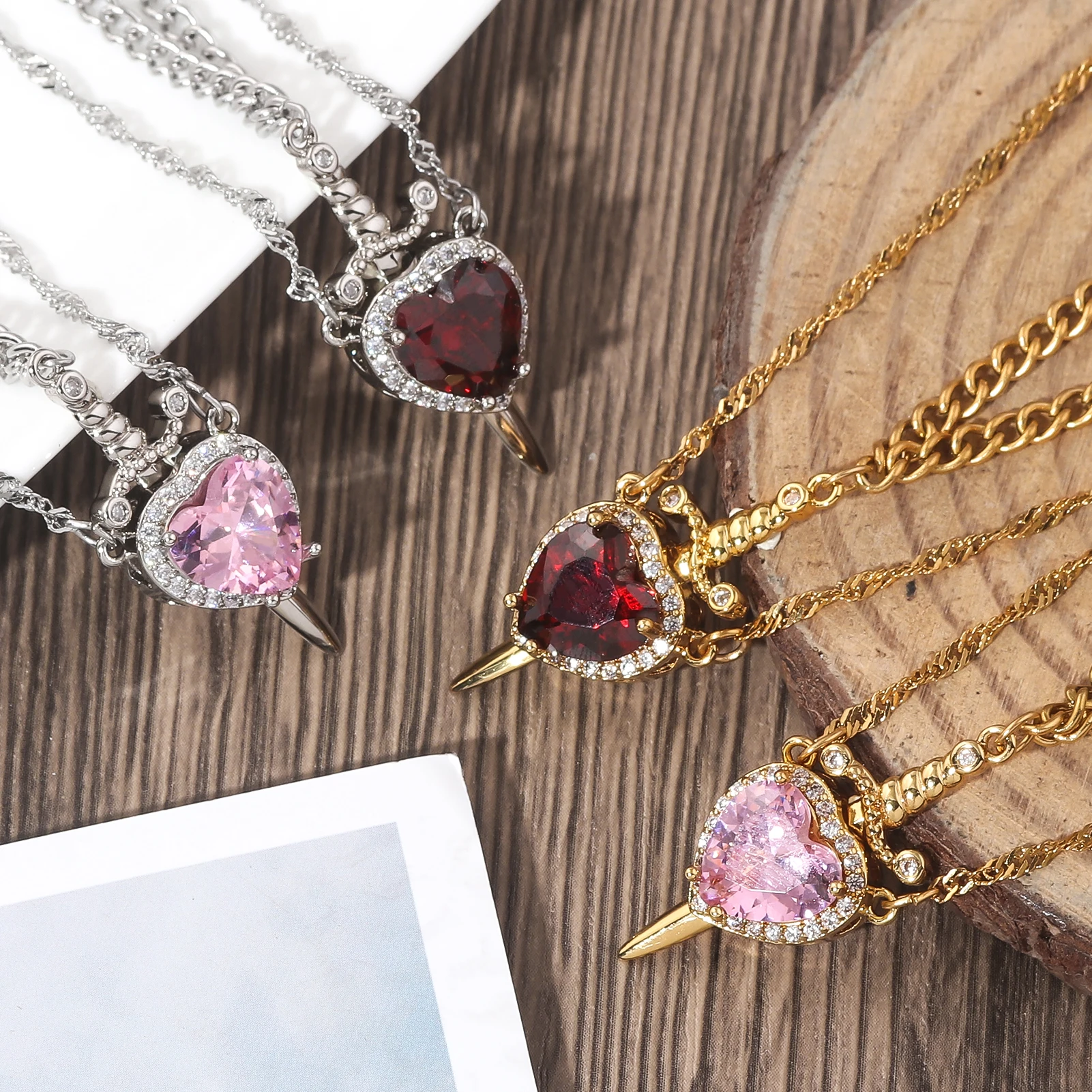 Snow White and the Huntsman Couple Necklace Heart and Sword Pendant Necklace for Women Romantic Valentine's Day Jewelry Gifts image 3