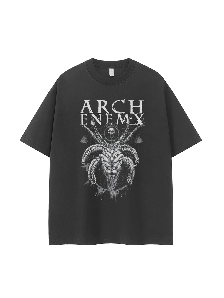 Arch Enemy Band Vintage American Street Loose Shoulder Pure Cotton round Neck Rock Short Sleeve T-Shirt Breathable Casual Style