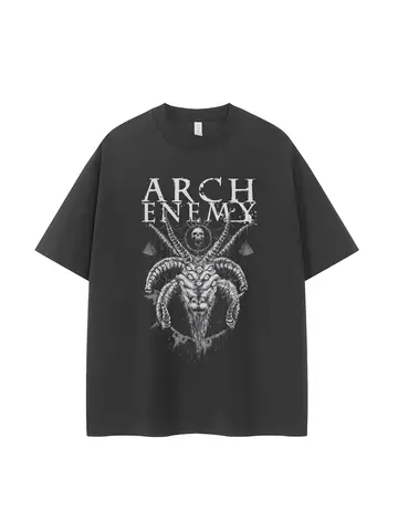 Arch Enemy Band Vintage American Street Loose Shoulder Pure Cotton round Neck Rock Short Sleeve T-Shirt Breathable Casual Style