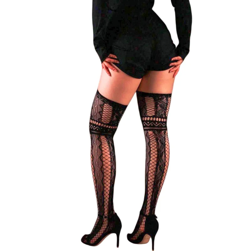 Damen-Strumpfhose mit Vintage-Muster, hohe Taille, schmale Passform, sexy, hochelastisch, ouvert, Strapsstrümpfe für Party, Cosplay