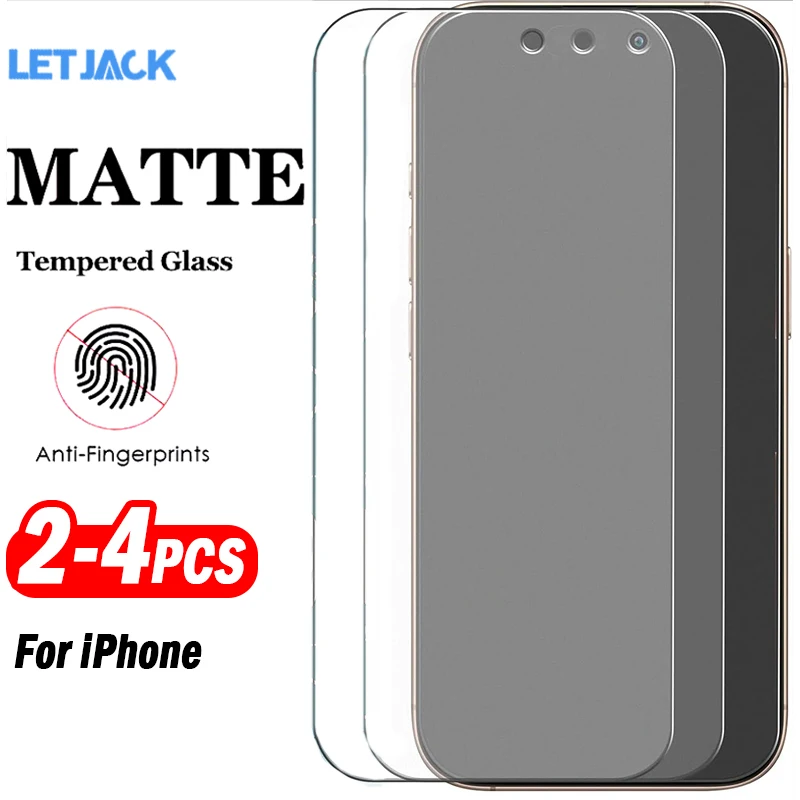 

2-4Piece Full Cover Matte Tempered Glass for iPhone Air 16e Screen Protector Film for iPhone 17 16 15 14 13 12 Pro Max Plus Mini