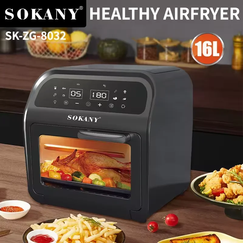 Sokany 16L Large Capacity 2500W Multifunctional Visible Window Touch Screen Design Healthy Air Fryer