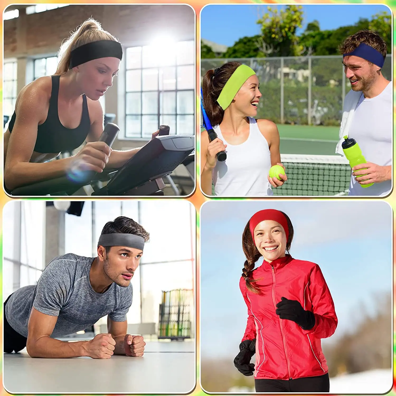 10pc/5pcs Men/Women'S Headbands, Comfortable Sweat-Wicking Elastic Sports Headband Set, Polyester Solid Color, for Yoga, Running image 5