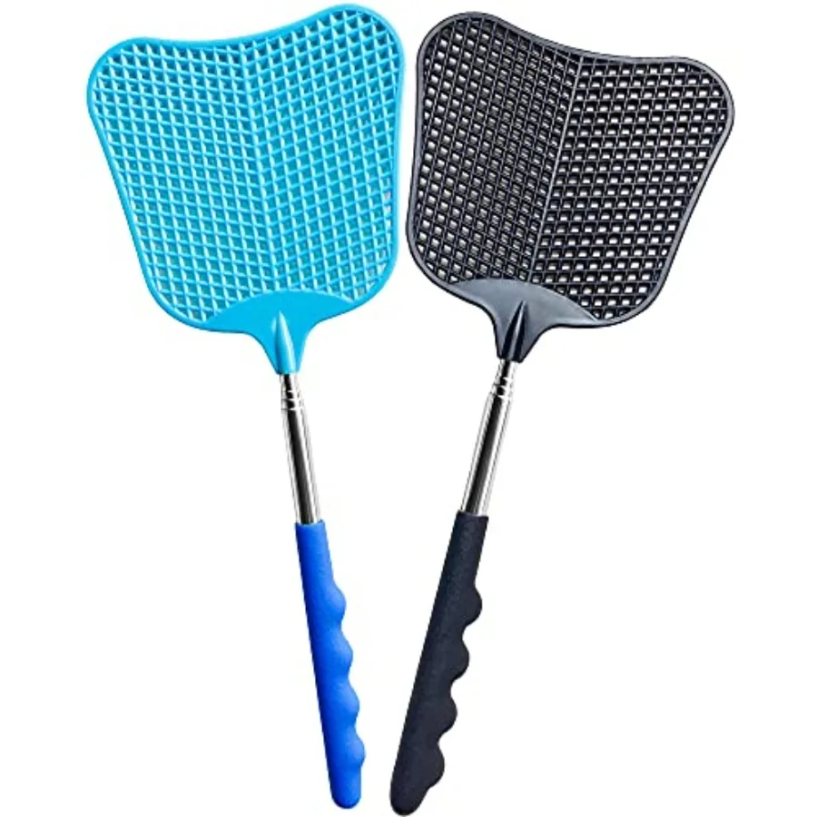 Fly Swatter Heavy Duty Set, with Durable Telescopic Stainless Steel Extendable Handles, for Home, Classroom and Office, 2Pcs, 2