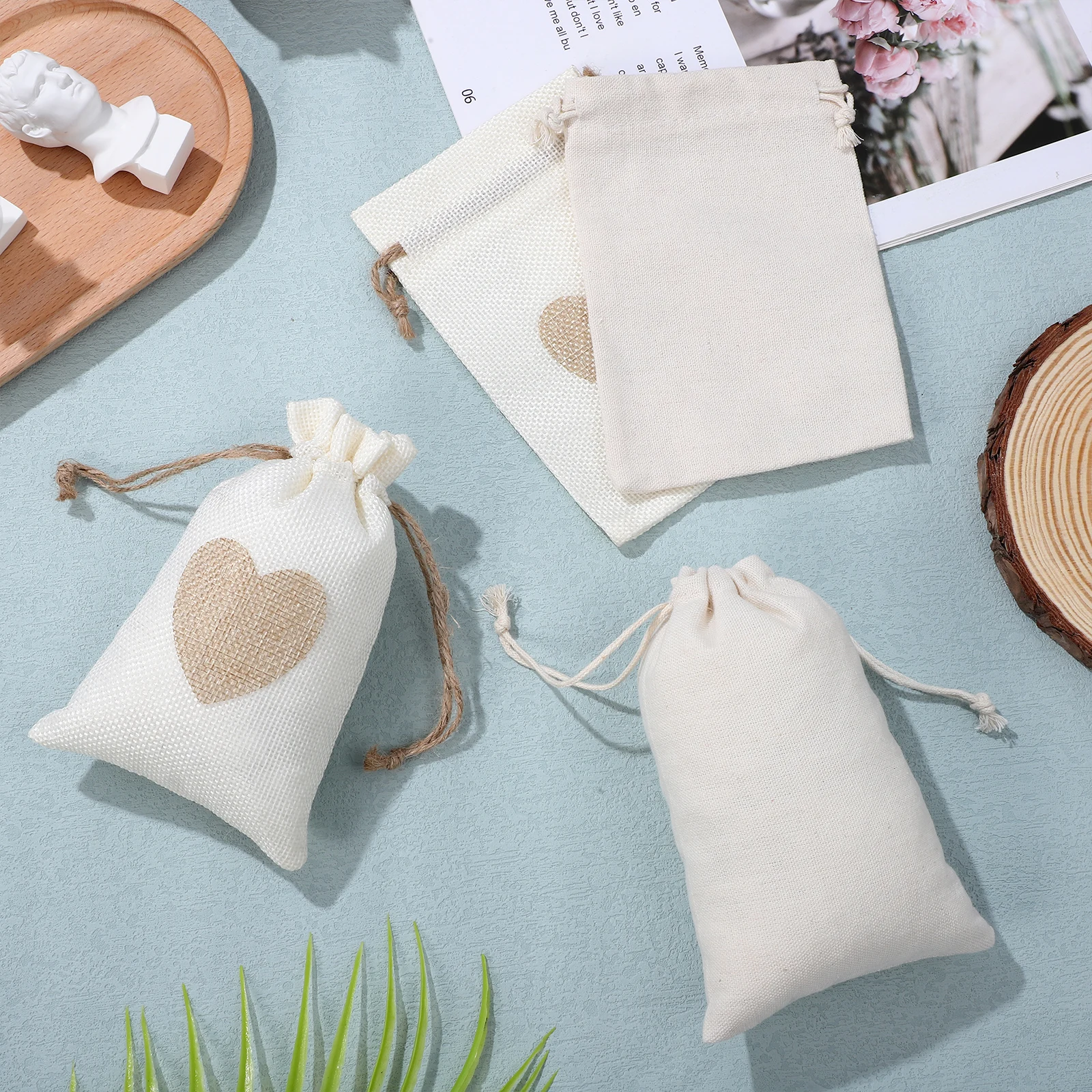 

24 Pcs Drawstring Bag Small Cotton Bags Reusable Party Cloth Fabric Pouches Muslin Package
