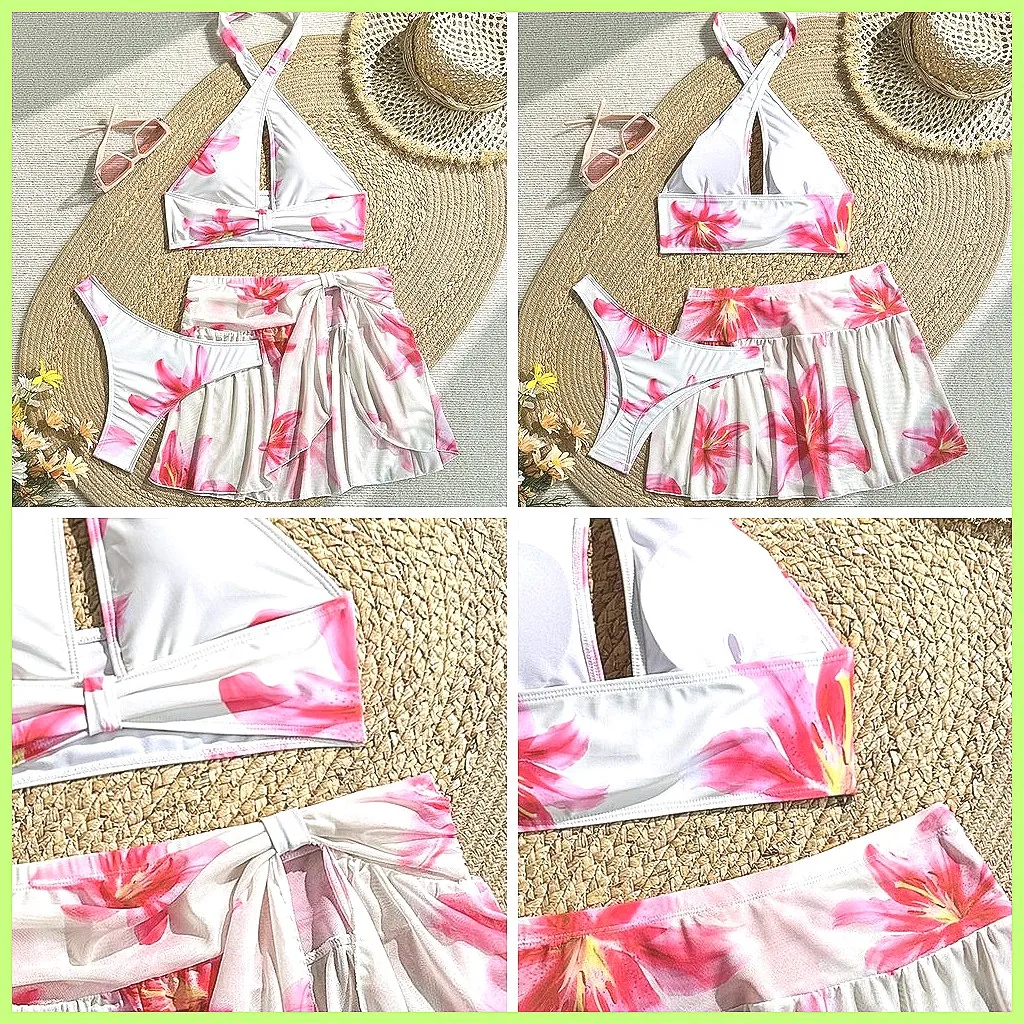 

Sexy 3Pcs Brazilian Bikini Set for Women, Push-Up Swimwear Beach Bathing Suits