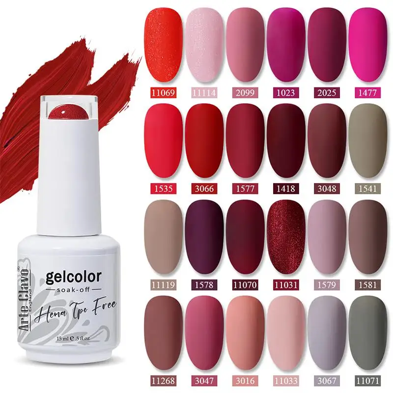 Arte Clavo Red Series Nail Polish Party Colors Gel Varnishes All For Nails Soak Off UV LED Semi Permanent Nail Art Remover Gel
