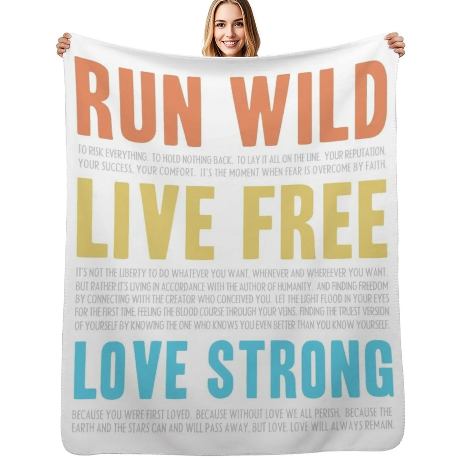 Run Wild. Live Free. Love Strong. (Reprise) Throw Blanket Versatile Cozy Throw Blanket for All Occasions