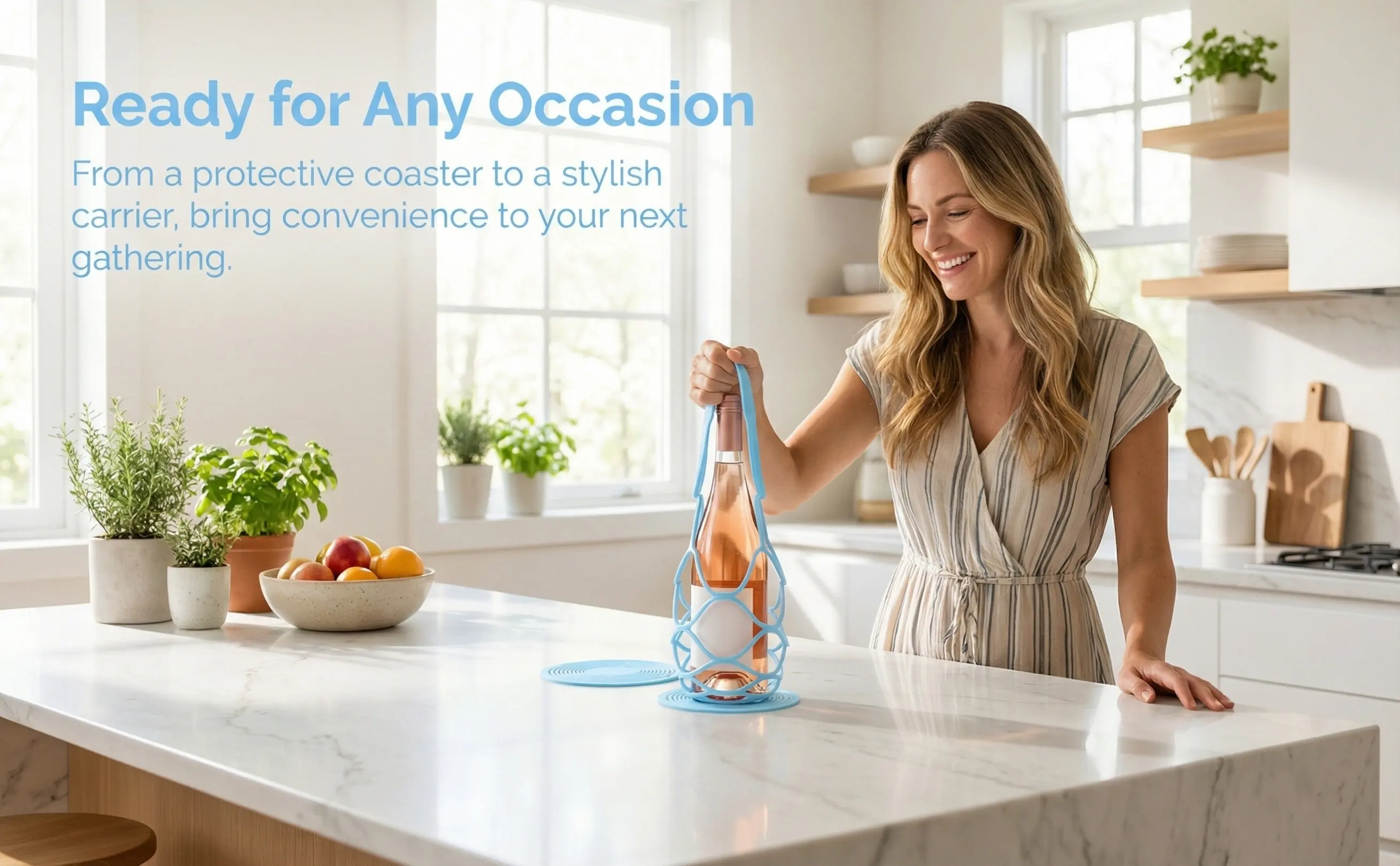 Silicone Bottle Carrier Wine Bottle Coaster Multi-Use Portable Mesh Holder for Cans Bottles Bar Supply Home Office Liquor
