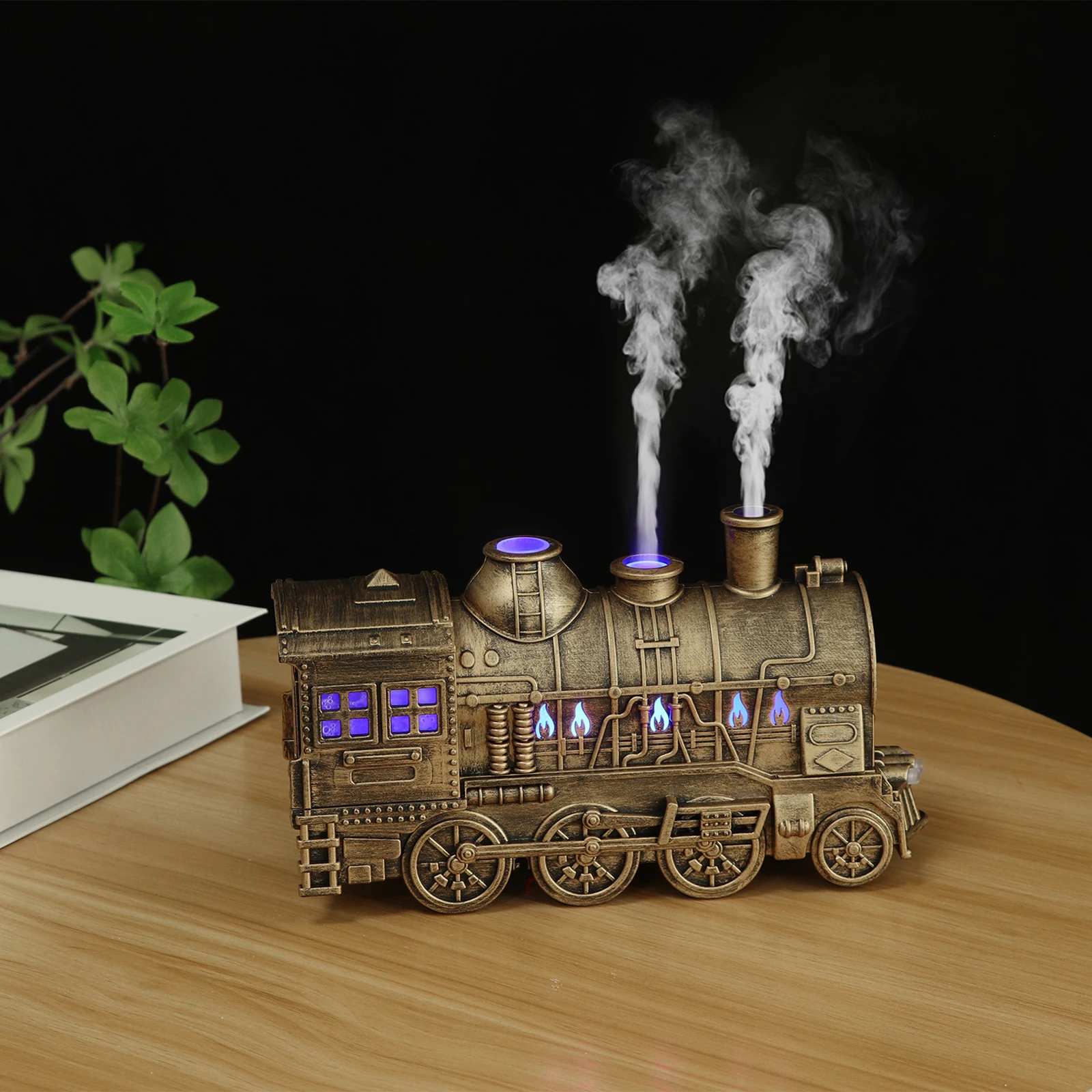 Steam Train Essential Oil Diffuser with Light 300ml Vintage Train Humidifier with Remote Aromatherapy Diffuser for Relaxation
