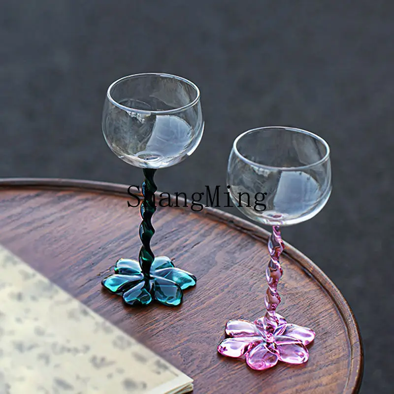 

CL medieval twist flower low goblet glass champagne glass cocktail glass niche fairy wine