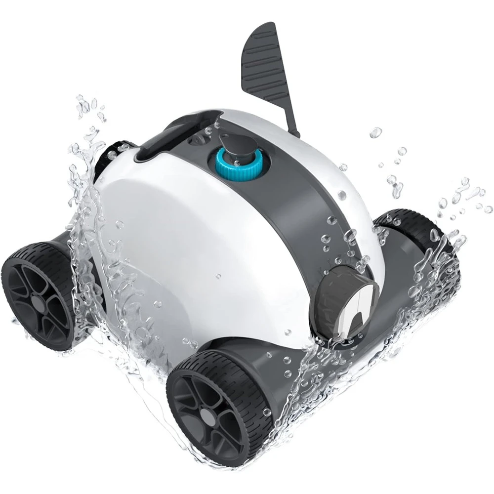 Cordless Robotic Pool Cleaner, Cordless Pool Vacuum Robot with Dual-Drive Motors, Self-Parking Technology, 90 Mins Cleanining