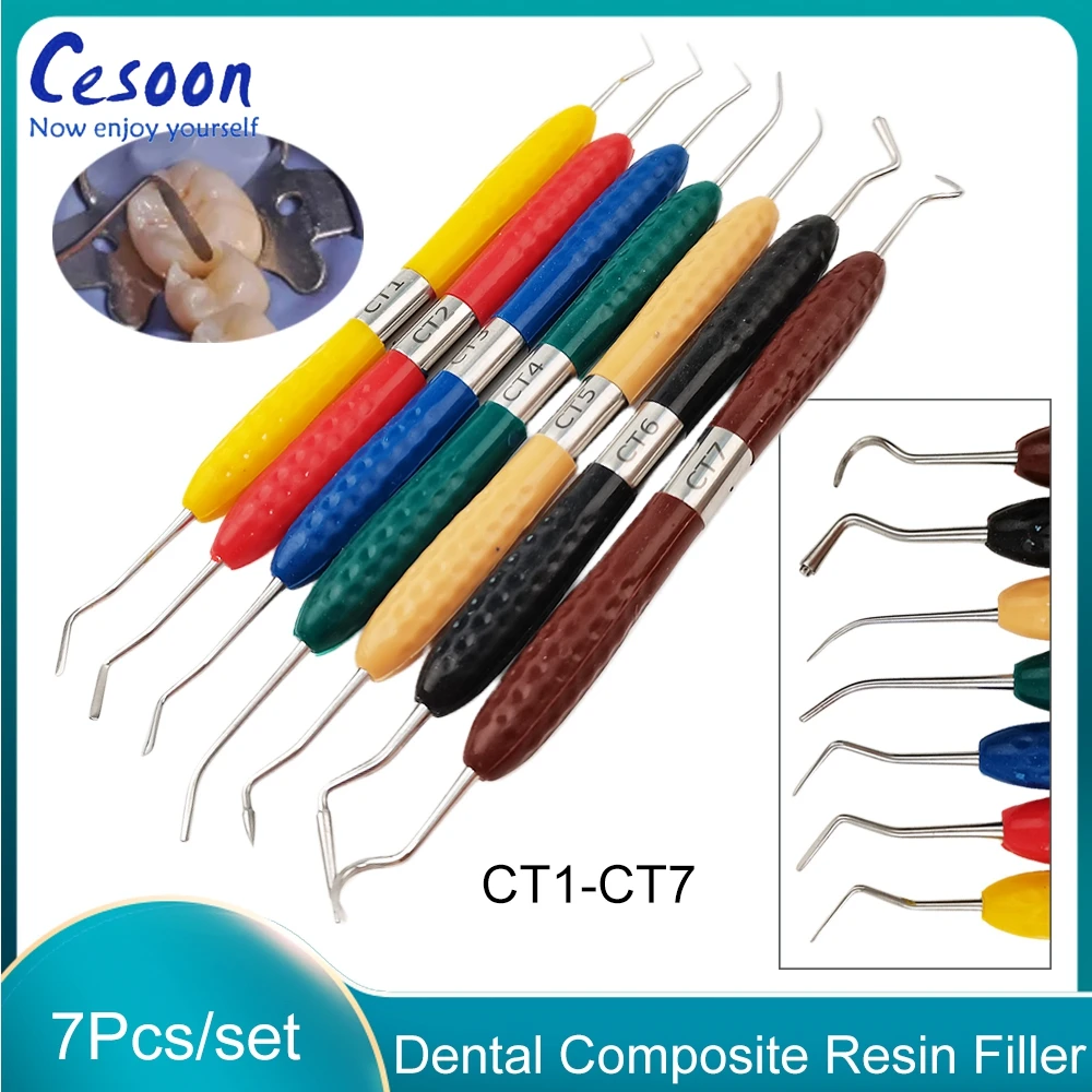 

7Pcs Dental Composite Resin Filler Filling Spatula Aesthetic Restoration Set Kit For LM Titanium Plated Head Dentistry Tools