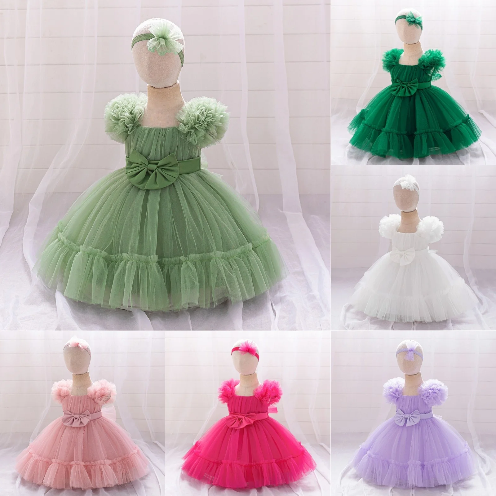 

Summer Children Girls Elegant Princess Dresses Lace Bow Dress Fashion Kids Girl Performance Prom Gown Birthday Party Dress