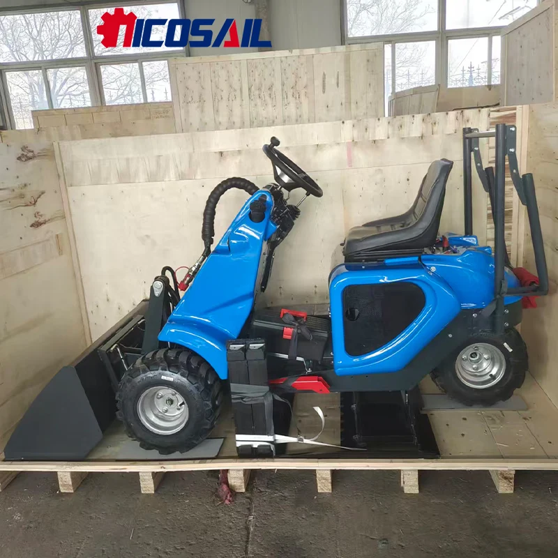 

Nicosail Mini 3-Wheel Skid Steer Loader for Farm Ranch Multi-Attachment Work Loading Hauling Trench Backfilling Farm Use