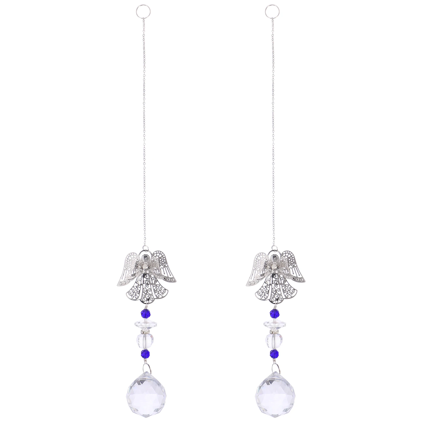 

2pcs Angel Ornament 14mm Mid-hole Blue Crystal Hanging Decor for Indoor Lamp Pendants Christmas Tree