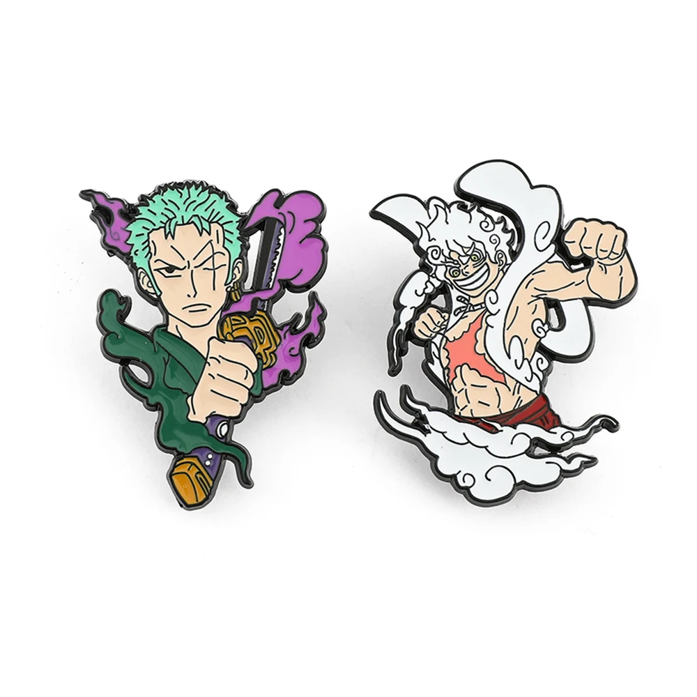 Anime Figure Roronoa Zoro Monkey D. Luffy Cartoon Enamel Pins Lapel Pins Brooches Badge Birthday Gifts for Friends