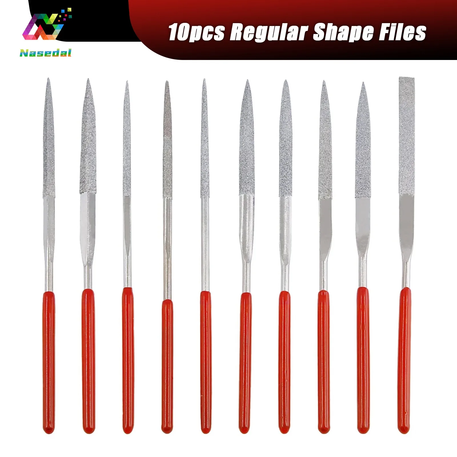 

Nasedal Mini Diamond File Set 10pc Special Shaped Tools for Metal Jewelry Ceramic Glass Stone Rust Removal Hobby DIY Craft Tools