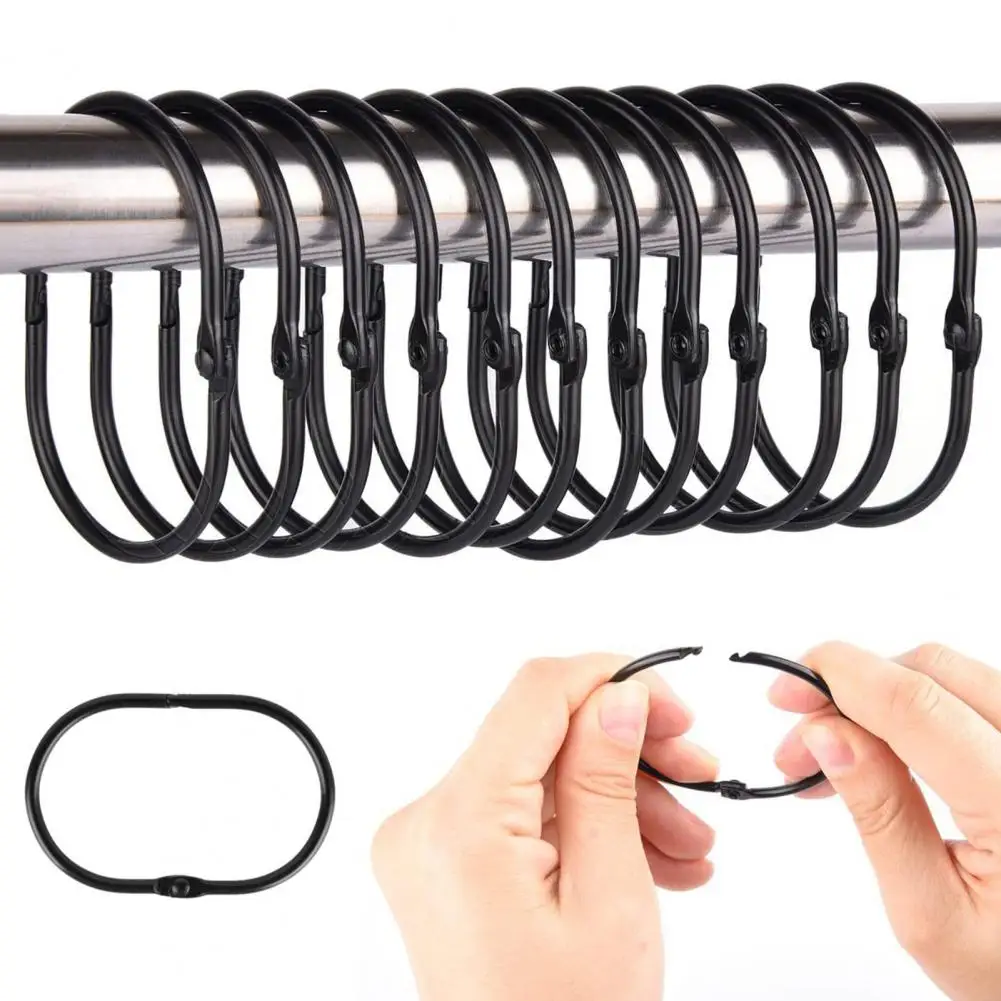 12Pcs Bathroom Shower Curtain Rings Tightly Closed Anti-Drop Gliding Curtain Hooks Accessories