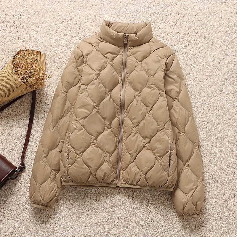 

Autumn Winter New Style Fashion Elegant Trendy Outerwear Women's Short Puffer Jacket Duck down Lightweight Stand Collar Slim Fit