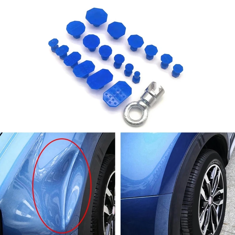 18Pcs Puller Tabs Small Dent Paintless Dent Repair Tabs Glues  Pulling Tab for Slide Hammer Hook with Dent Liter Rings D7YA