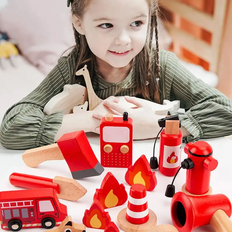 Firefighter Toys 17X Toddler Firefighter Costume Dress-Up Pretend Play Outfit With Extinguisher Intercom Vest Accessories For