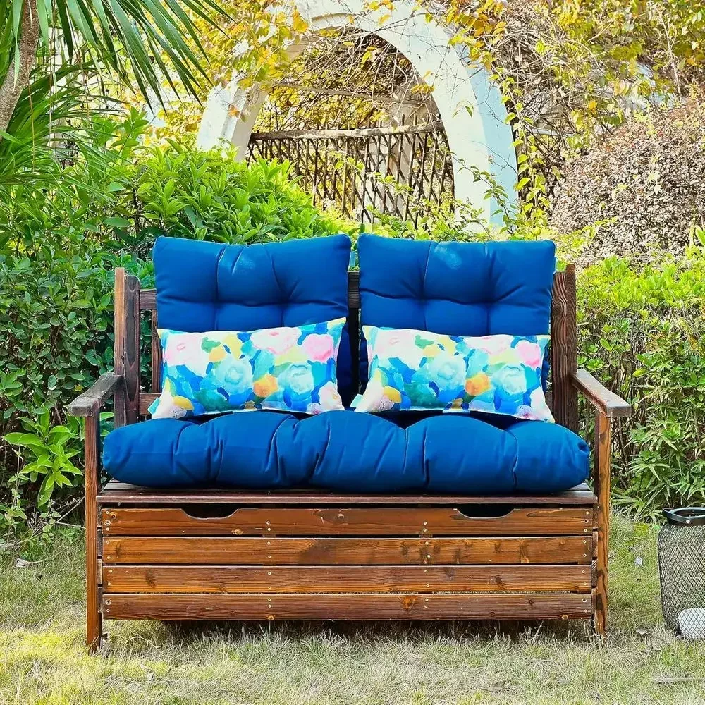 All-Weather Loveseat Cushions Set for Outdoor Wicker Bench or Patio Furniture