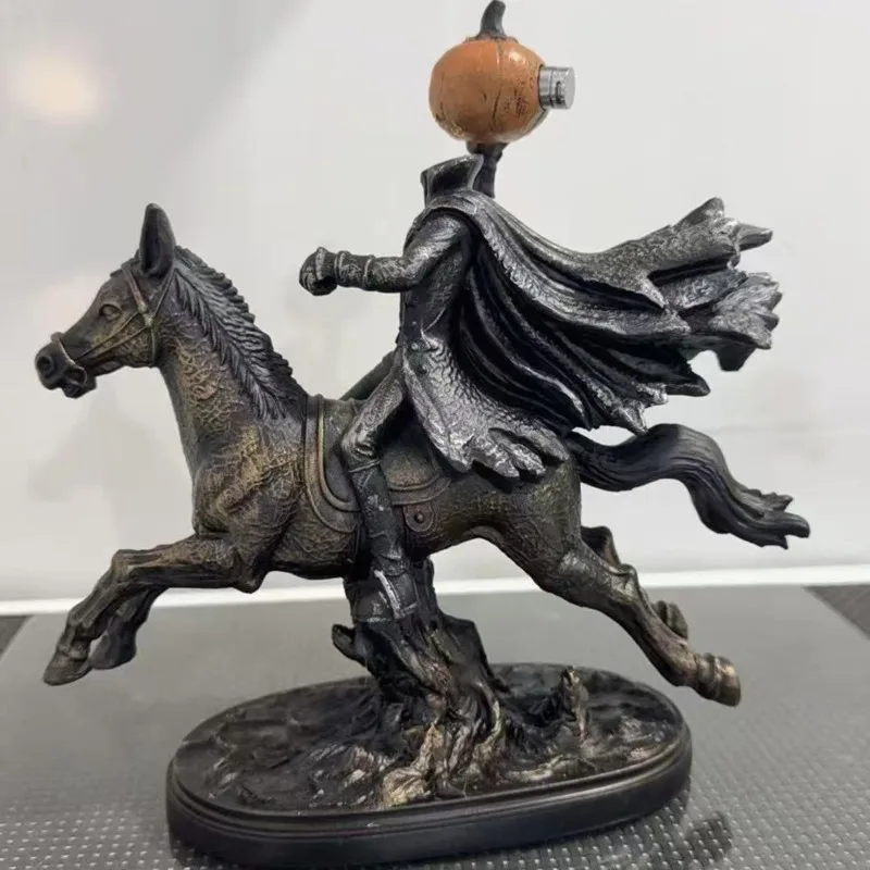 22cm Headless Horseman Resin Statue Halloween Pumpkin Knight Figure Sculpture Home Desk Room Decoration Ornament Gift view 5