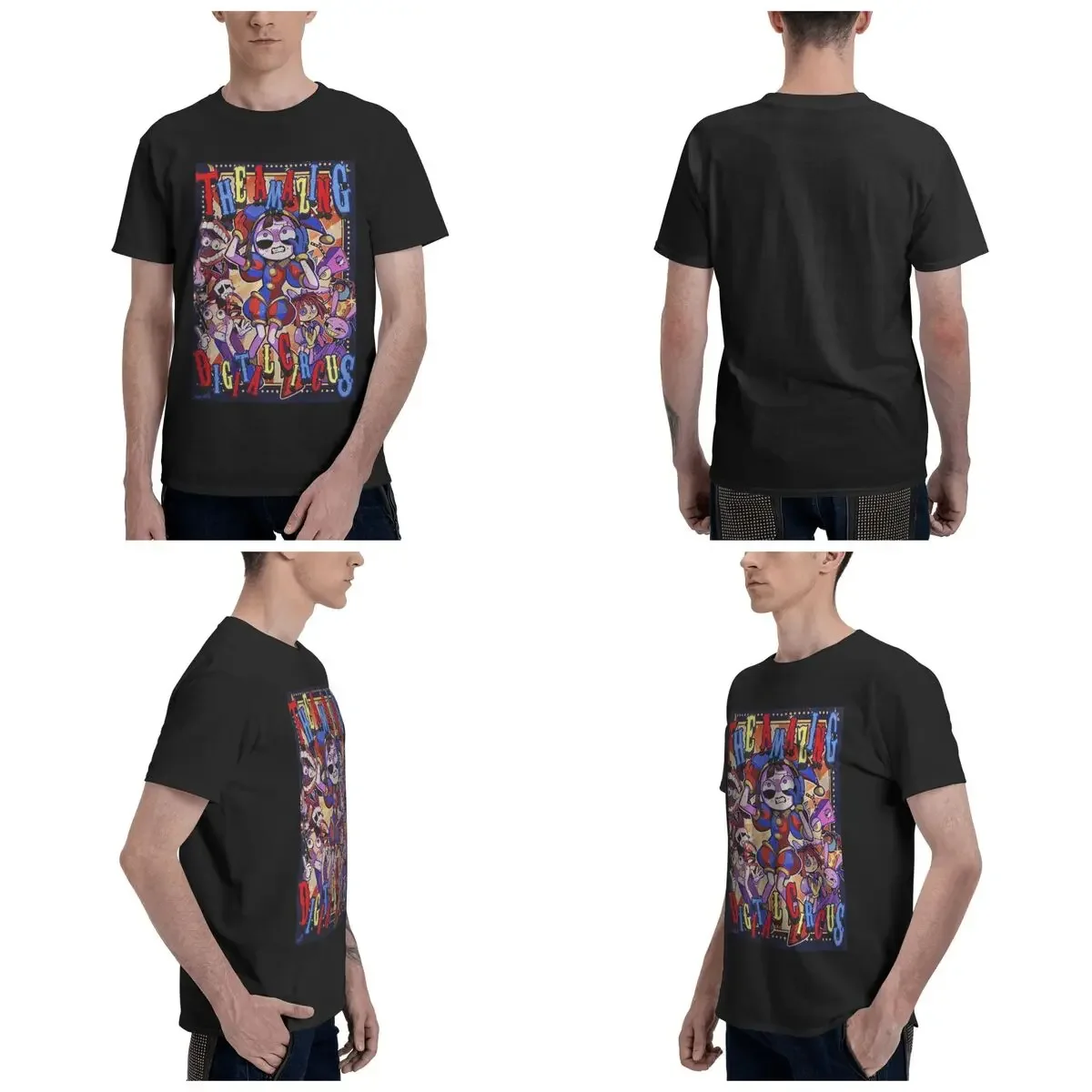 Cute Pomni - The Amazing Digital Circus Girls Y2k Basic 100% Cotton T-Shirt Men'sOversized T Shirts Men Round Neck Short Sleeve