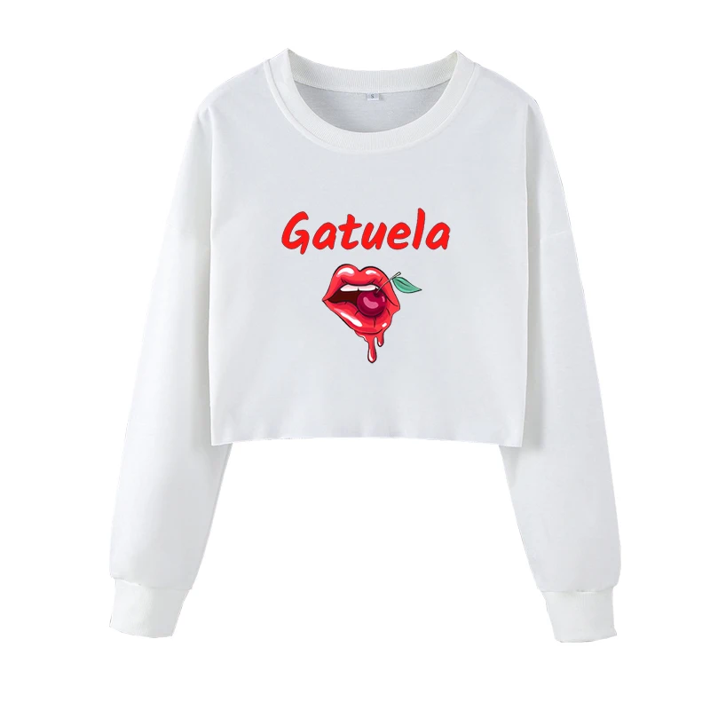 Gatuela Karol G Song Crew Neck Sweatshirt Sexy And Fashionable Pattern Print Harajuku Street Style Women Short Pullover