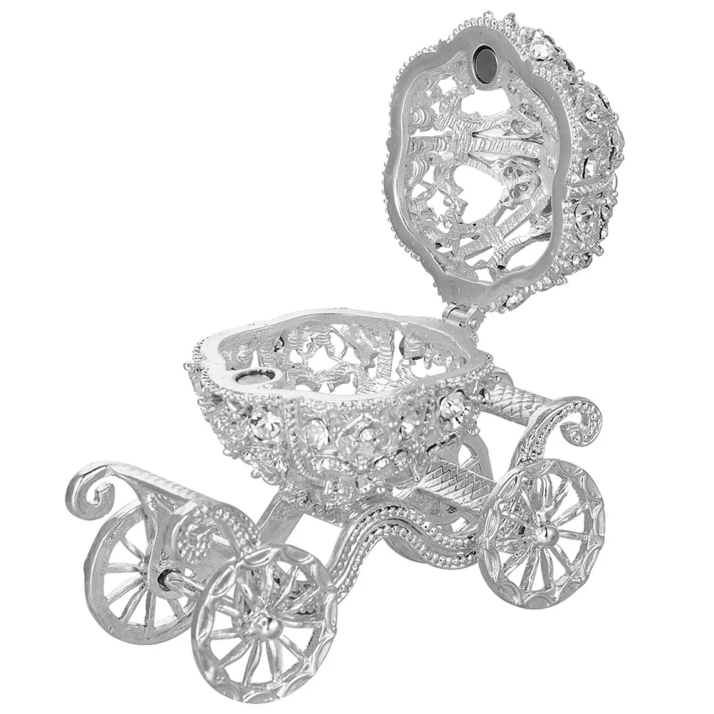Pumpkin Carriage Trinket Box Jewelry Storage Display Case For Ring Necklace Home Decor Metal Keepsake Organizer