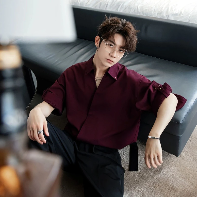 

Business Solid Color Tops Fashion Turn-down Collar Simple Comfortable Versatile Selling Men's Clothing Shirts Slim Retro